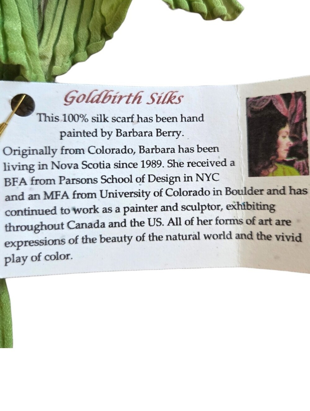 NWT Goldbirth Silks Barbara Berry Shibori Silk Scarf Hand Dyed Wearable Art - Picture 4 of 5